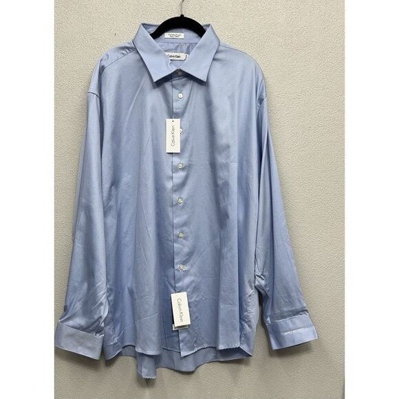 Calvin Klein Men’s Button Up Dress Shirt Size XL Blue Office Business Formal - Picture 3 of 7